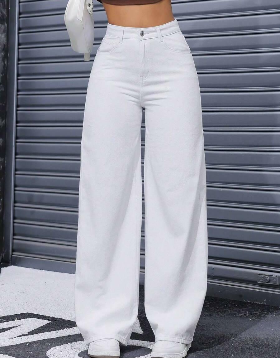 BIAŁE SPODNIE JEANS