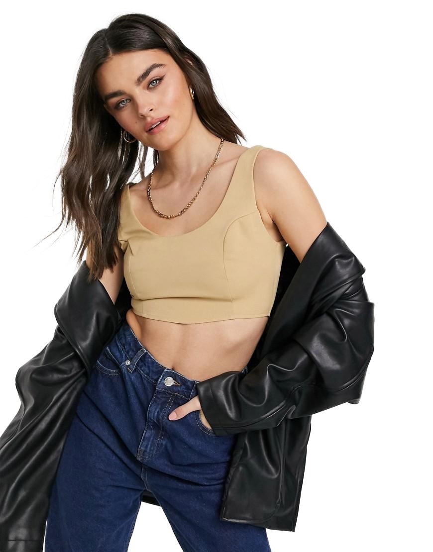 BEŻOWY CROP TOP ZIP