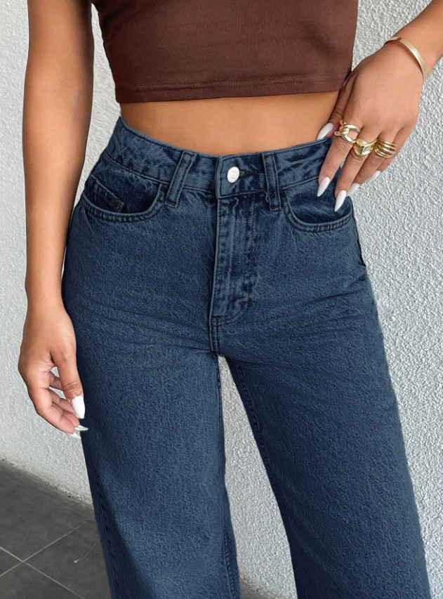 GRANATOWE SPODNIE JEANS 