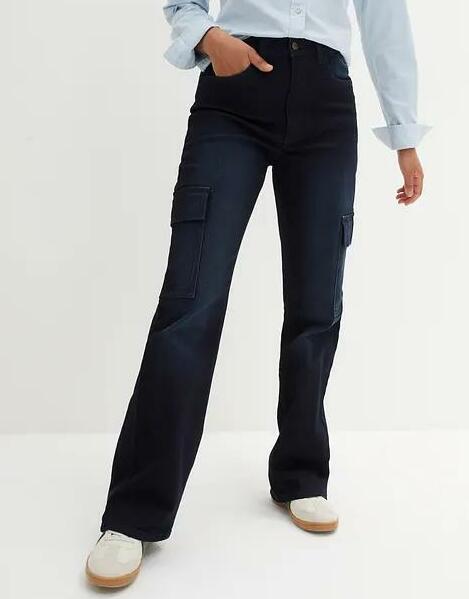 GRANATOWE SPODNIE JEANS KIESZENIE