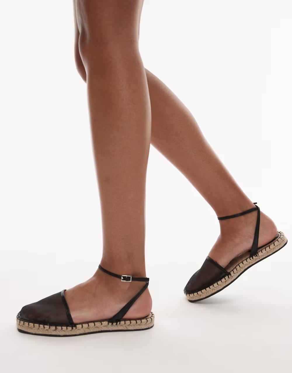 czarne espadryle Hailey siateczka sprzączki