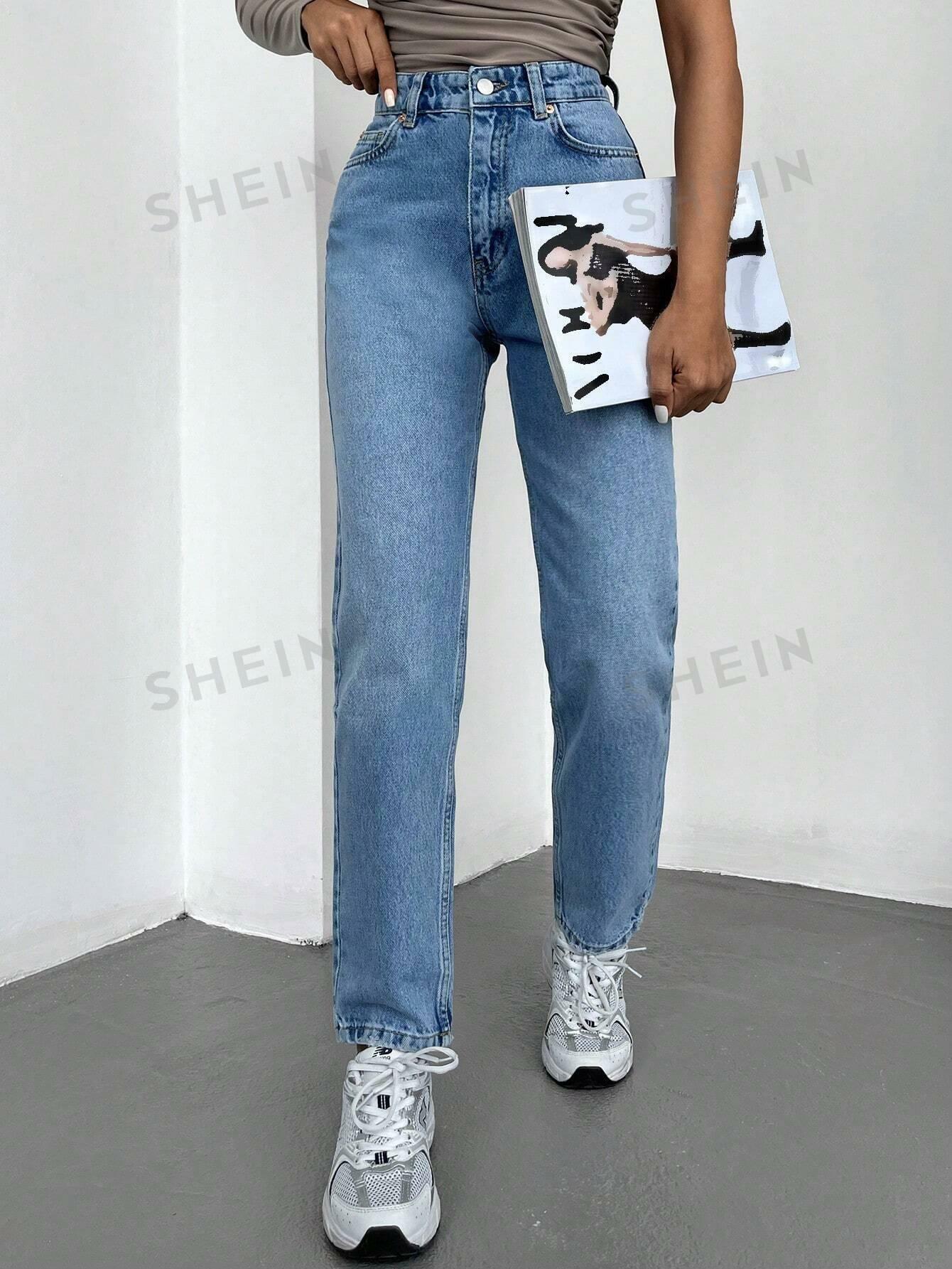 PROSTE SPODNIE JEANS KIESZENIE ZAMEK
