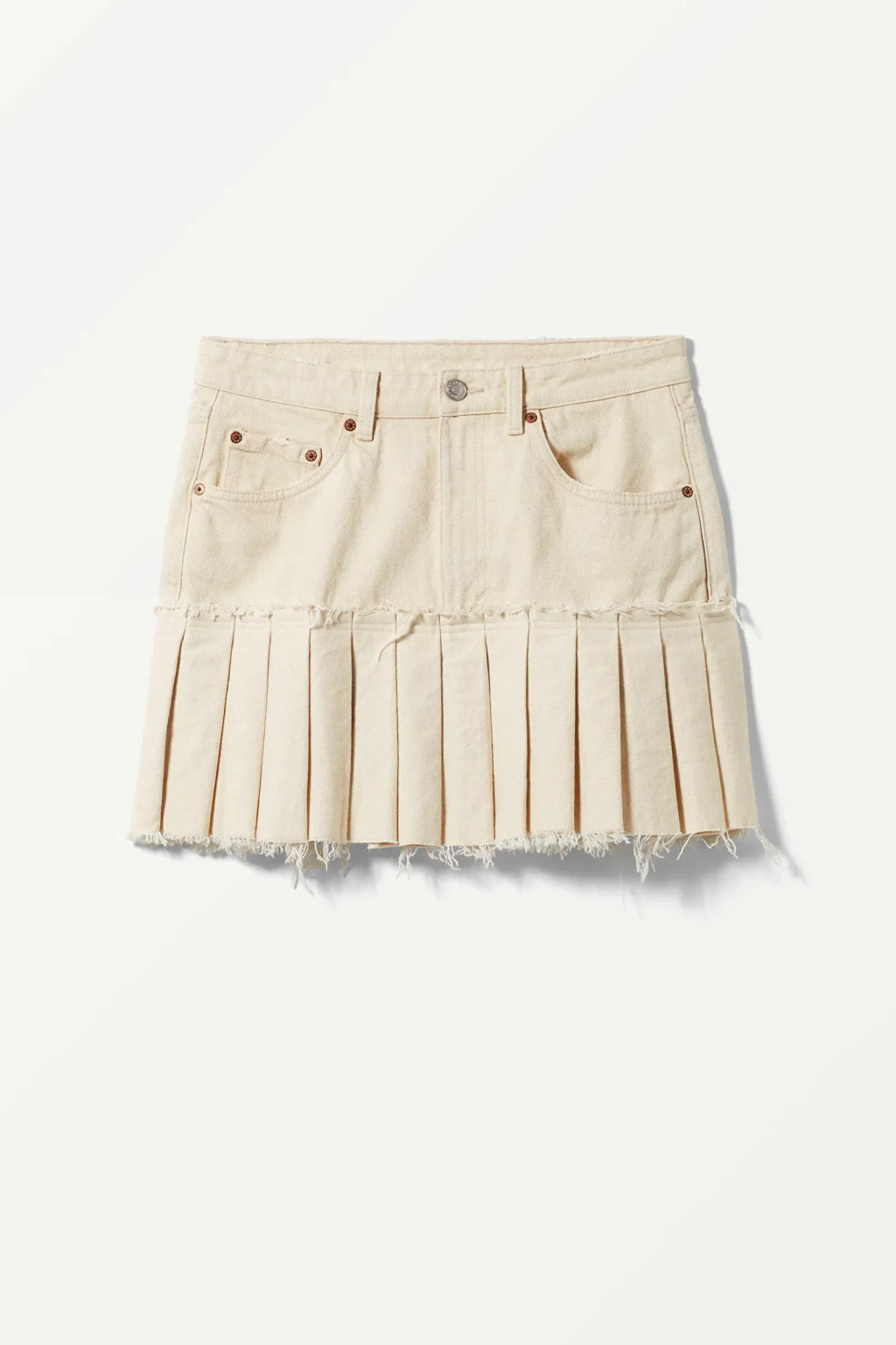 BEŻOWA SPÓDNICA JEANS PLISY