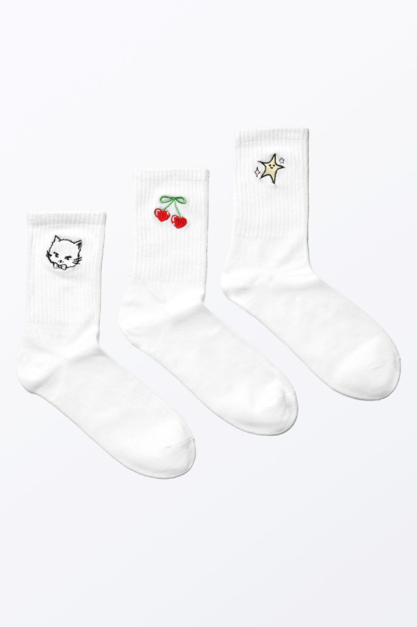 BIAŁE SKARPETKI 3-PACK HAFT