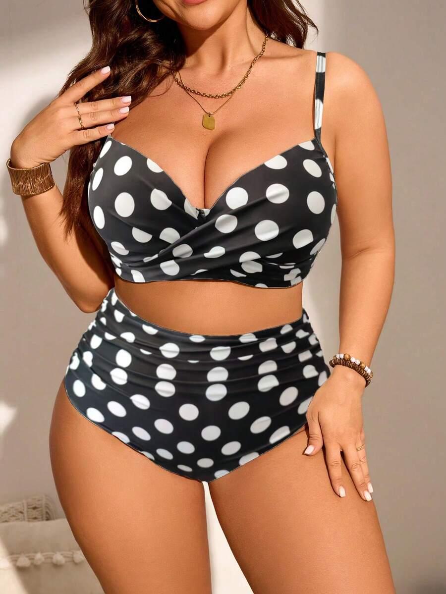 komplet bikini wzór groszki