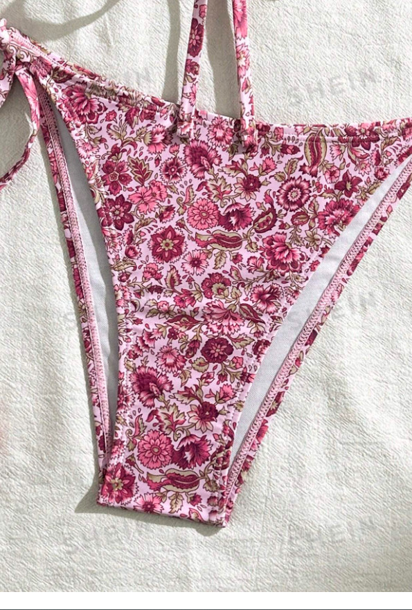 komplet bikini print wiązanie 