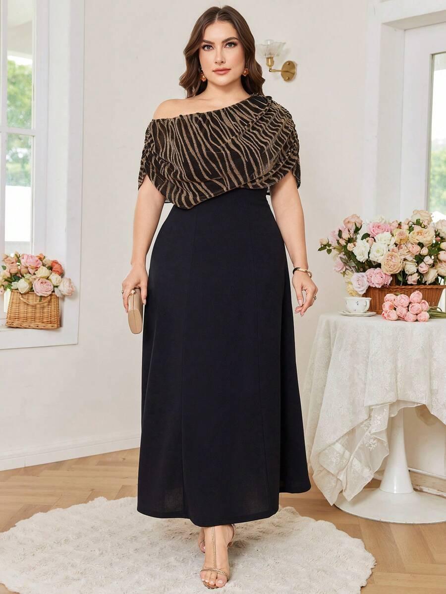 CZARNA MAXI SUKIENKA animal print