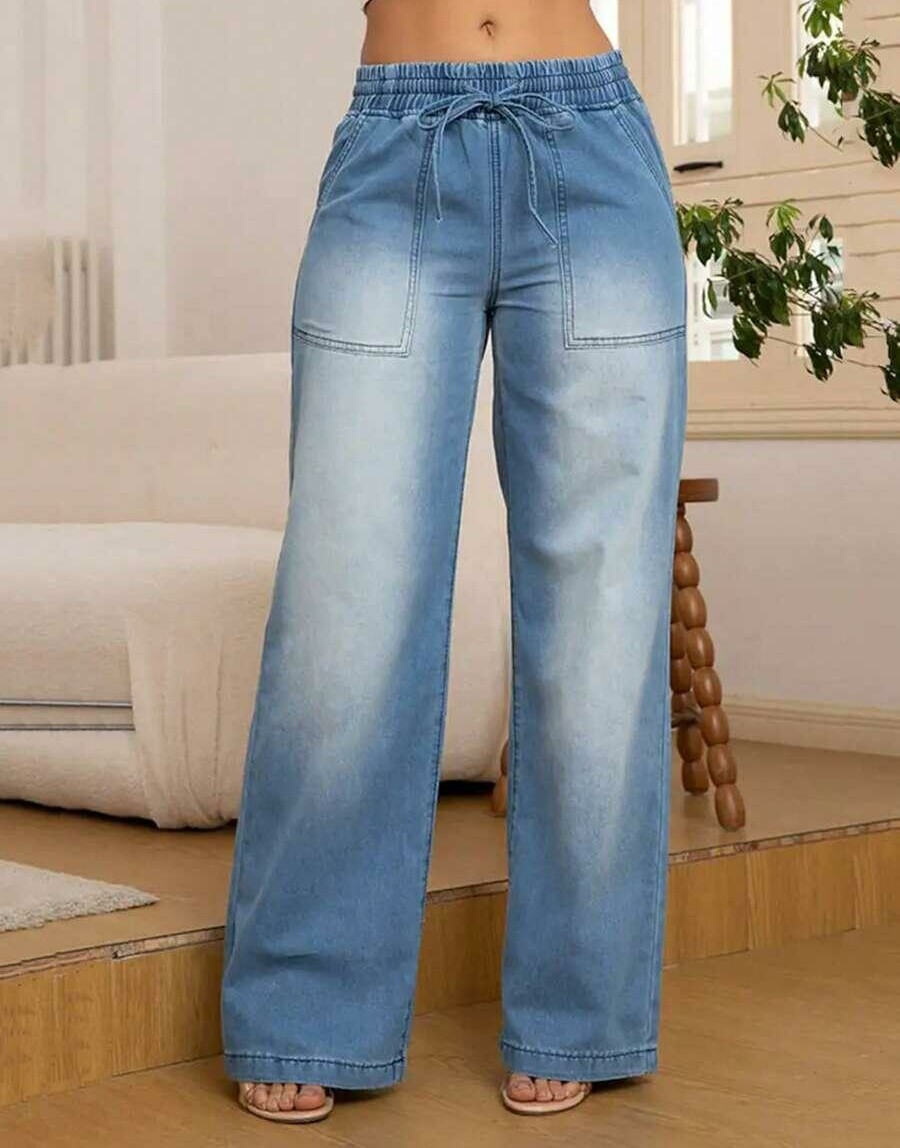 proste spodnie jeans wiązanie