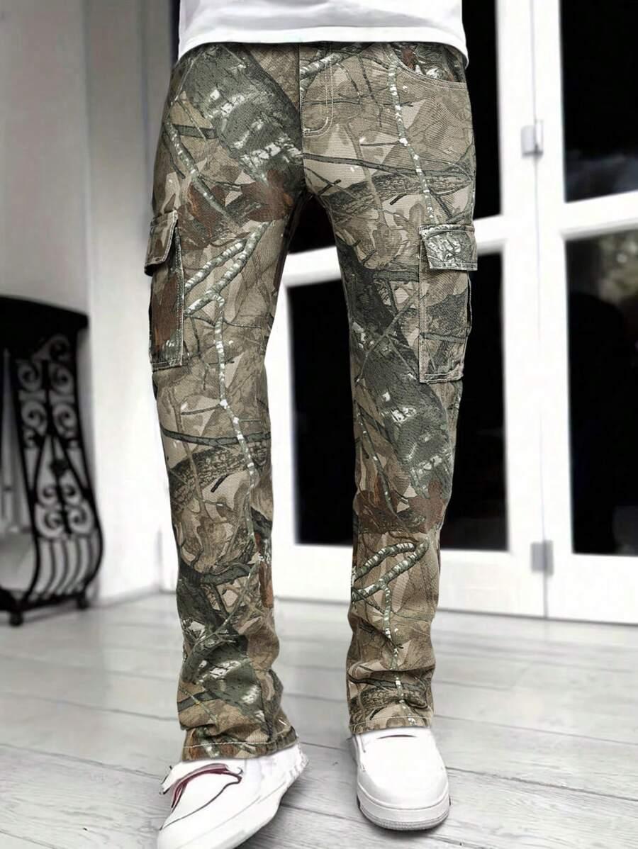 spodnie jeans wzór moro