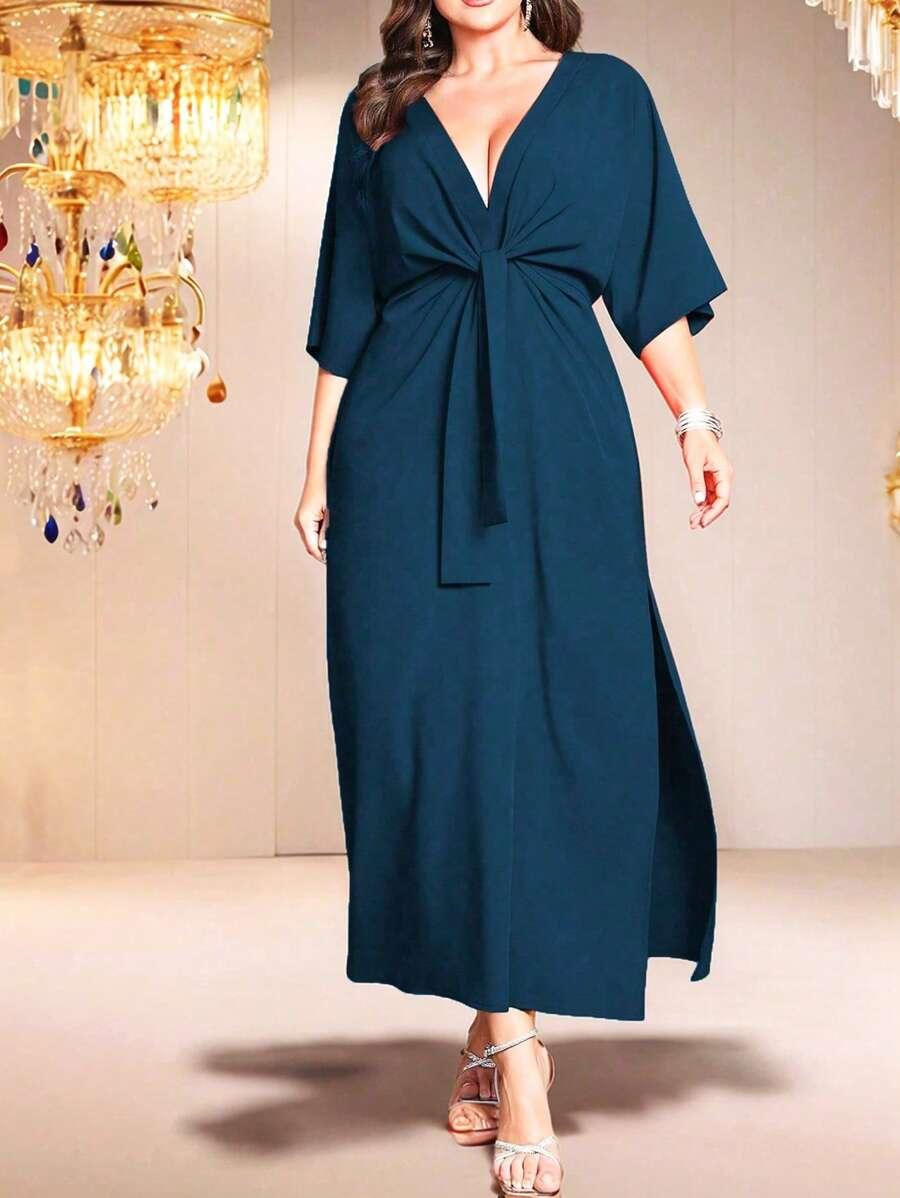 niebieska sukienka maxi