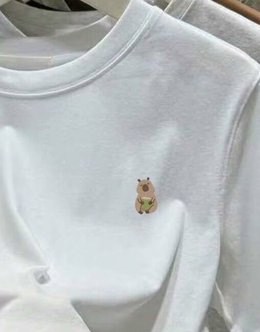 biały t-shirt haft