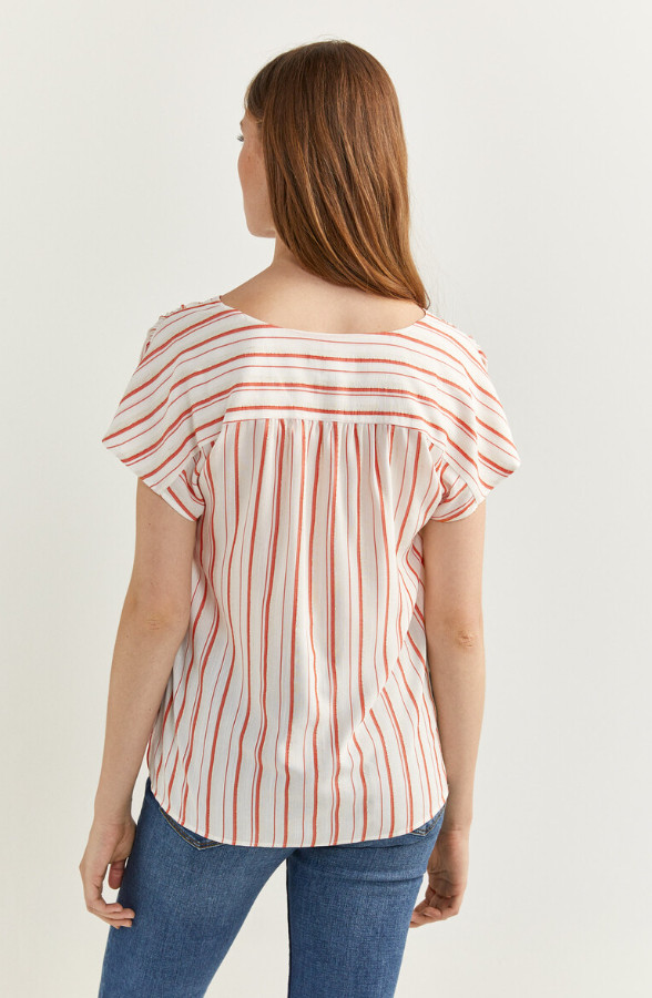 BLUZKA WZÓR PASKI V NECK