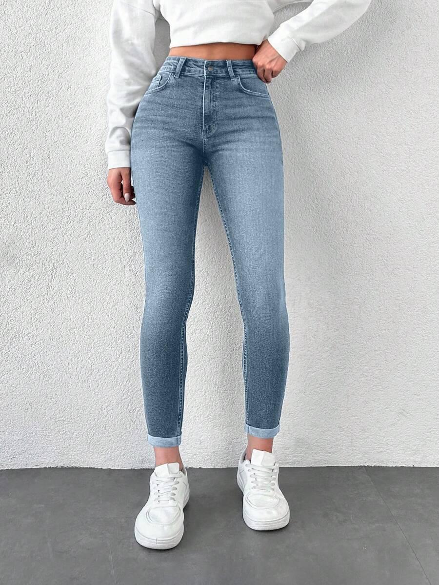 NIEBIESKIE SPODNIE JEANS WYSOKI STAN 