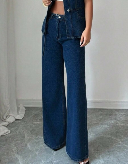 GRANATOWE SPODNIE JEANS