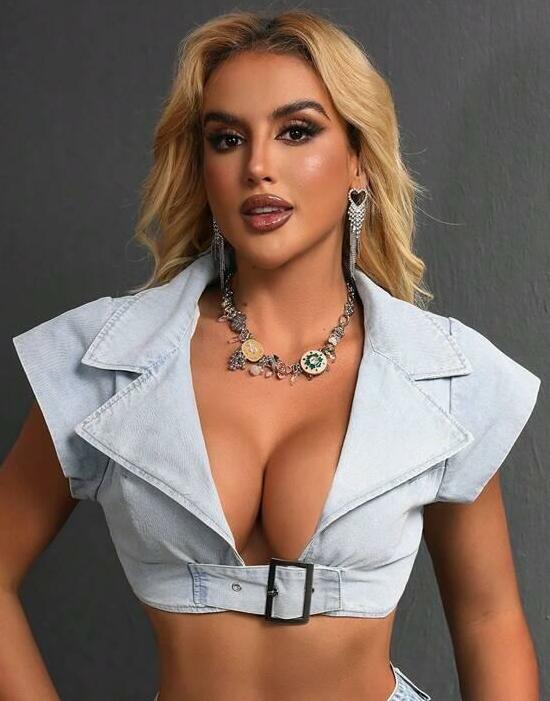 KRÓTKI TOP JEANSOWY
