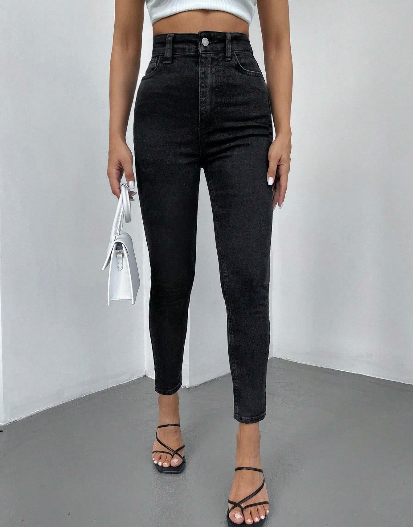 CZARNE SPODNIE JEANS 