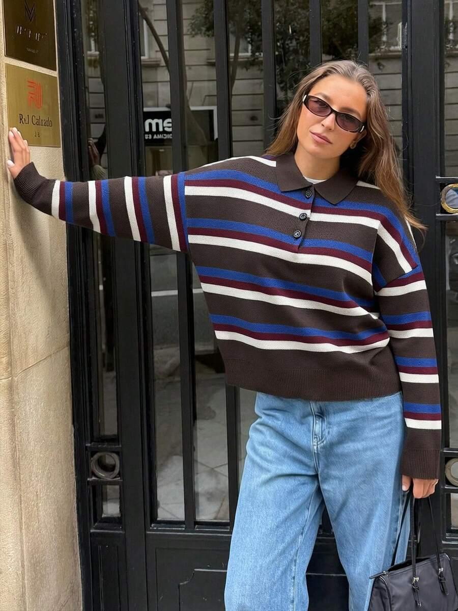 DZIANINOWY SWETER PASKI