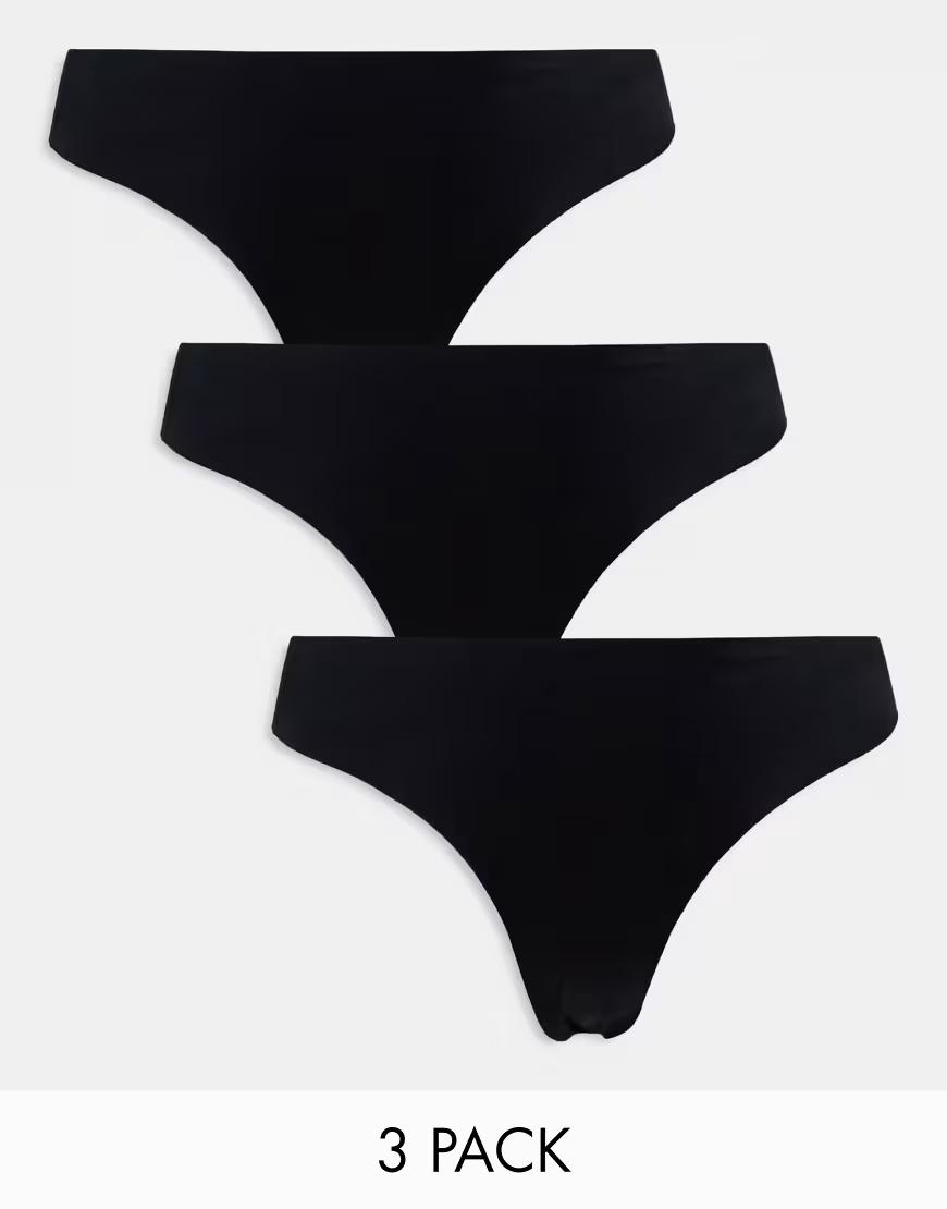 CZARNE BEZSZWOWE MAJTKI STRINGI 3-PACK