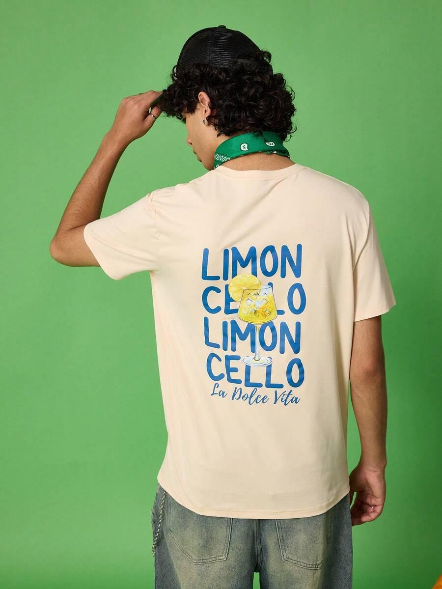 beżowy t-shirt print