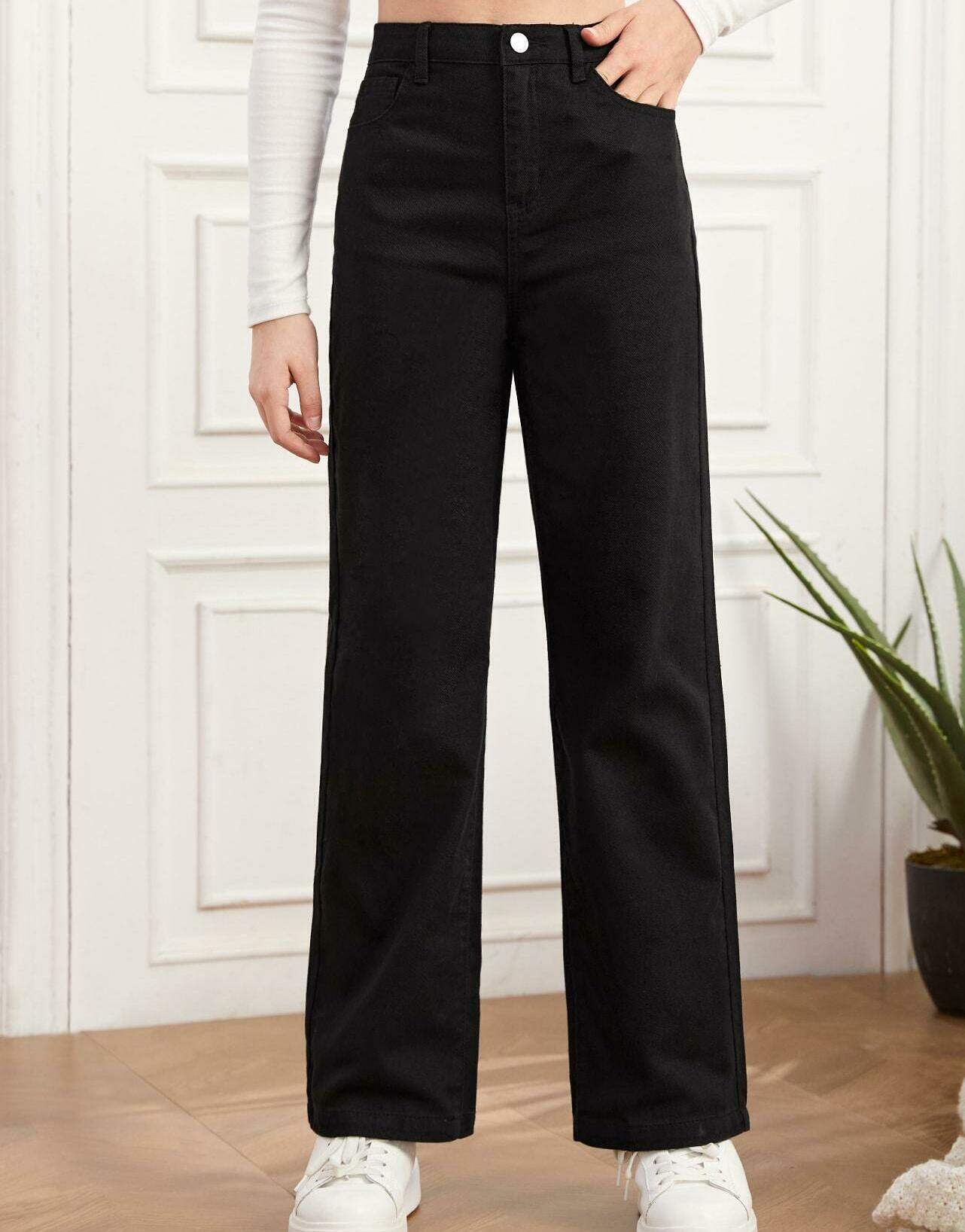 CZARNE PROSTE SPODNIE JEANS WYSOKI STAN