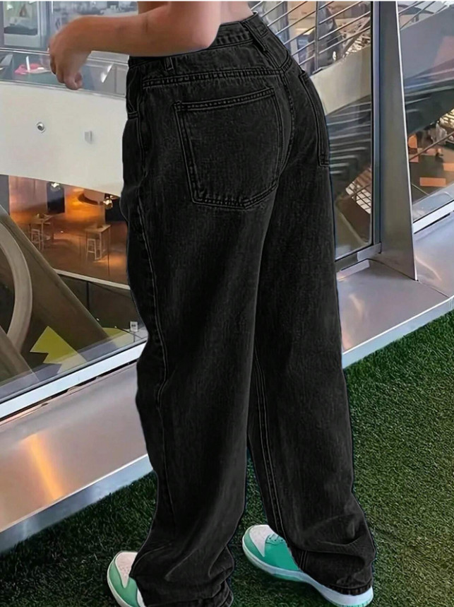 CZARNE SPODNIE JEANS KIESZENIE 