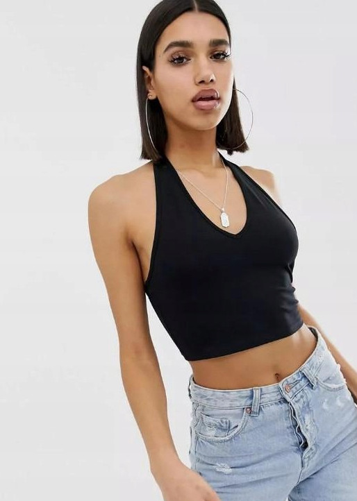 CZARNY TOP V-NECK 