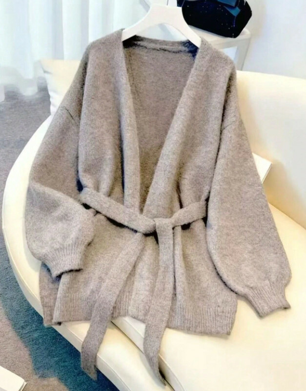 BEŻOWY SWETER WIĄZANIE