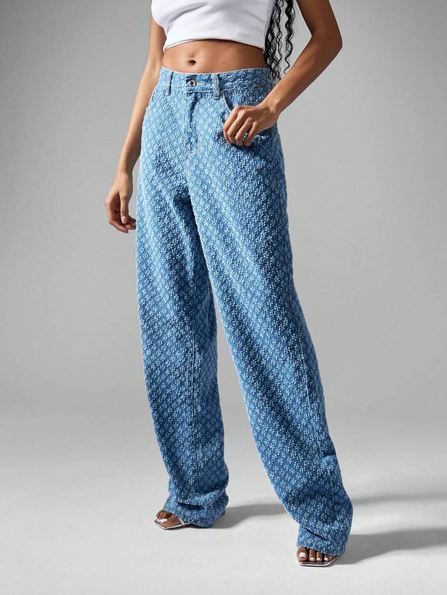NIEBIESKIE SPODNIE JEANS TEKSTURA