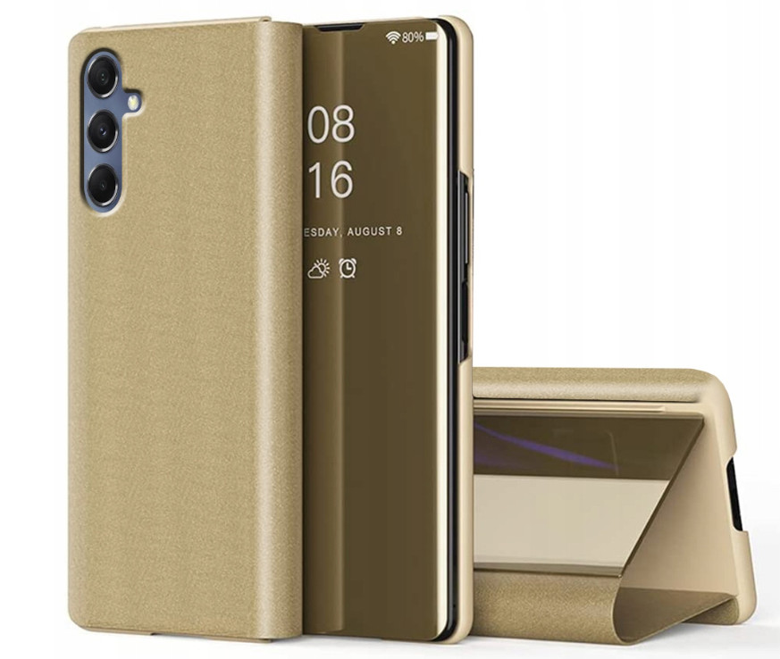 złote etui z klapką Samsung m34 5G