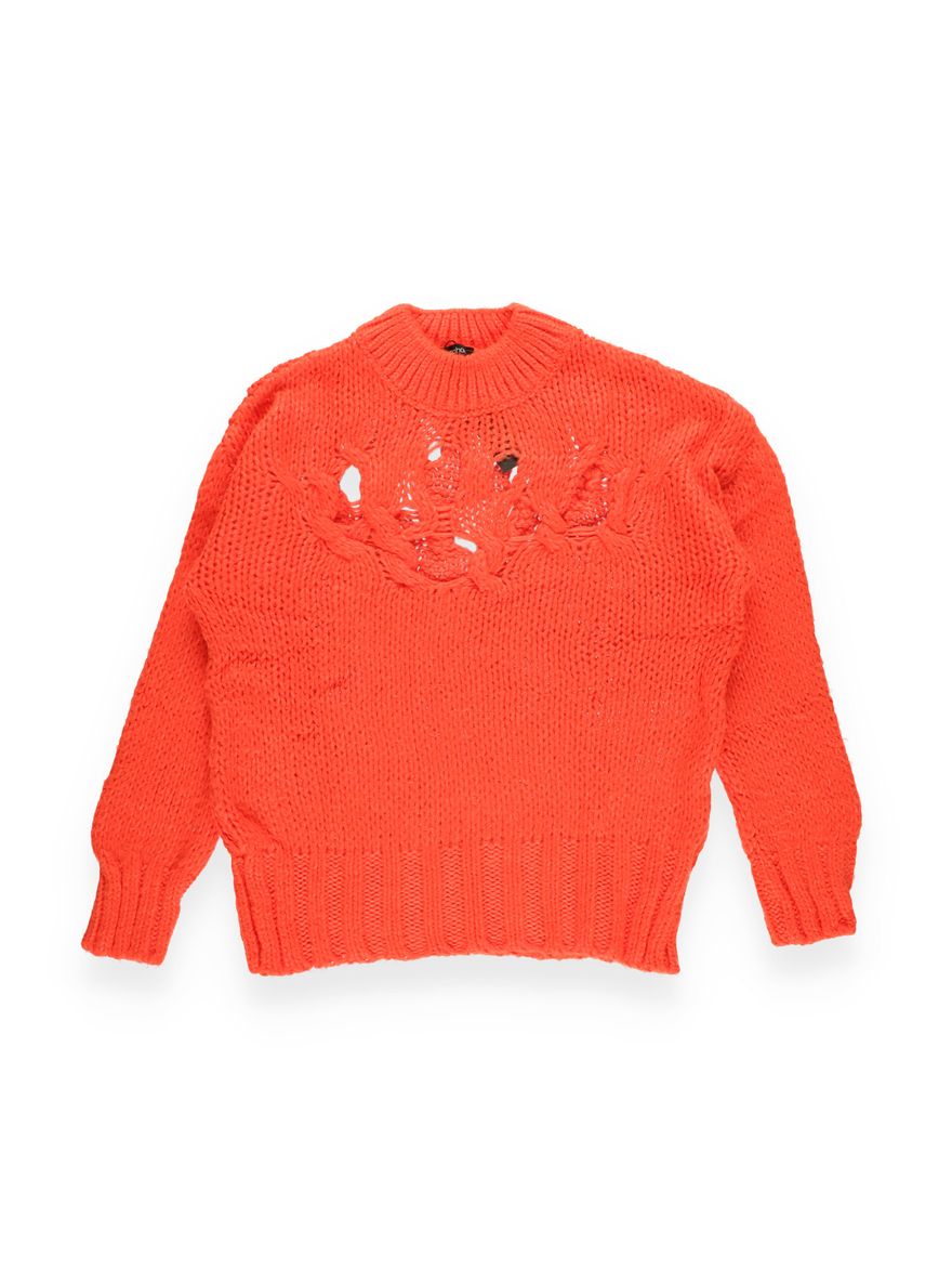 NEONOWY SWETER Z GRUBYM SPLOTEM
