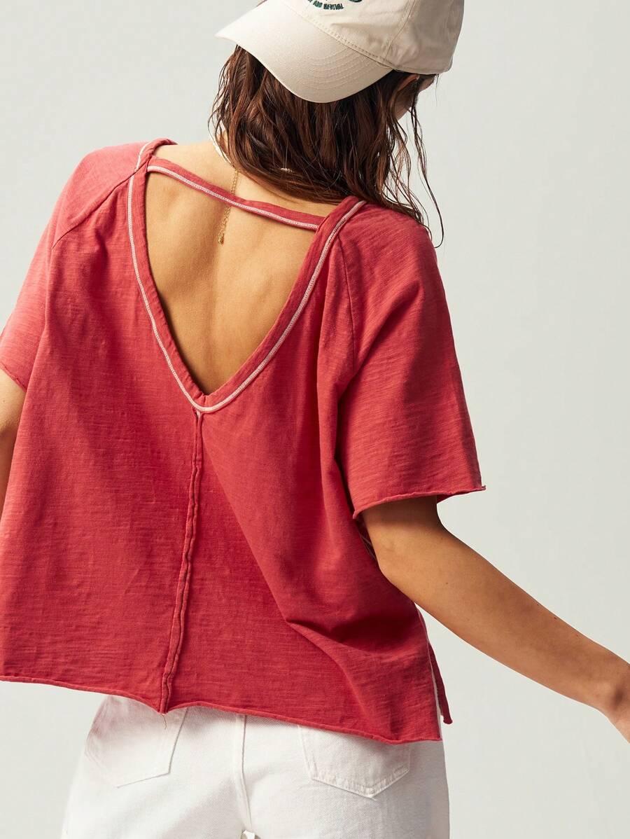 bluzka z krótkim rękawem v-neck