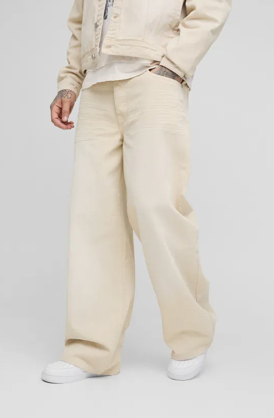 BEŻOWE SPODNIE JEANS