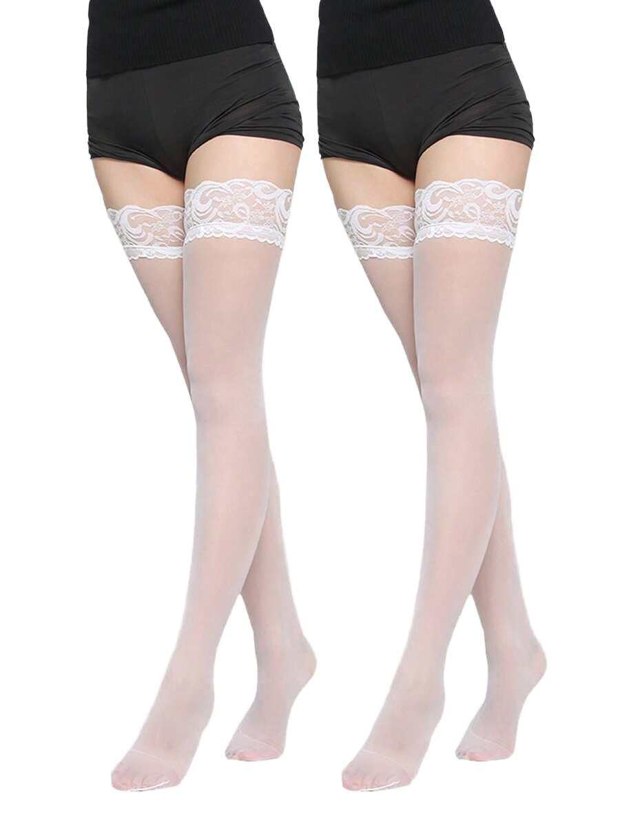 białe pończochy 2-pack