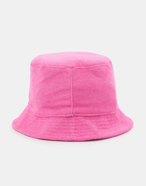 różowy kapelusz towel bucket