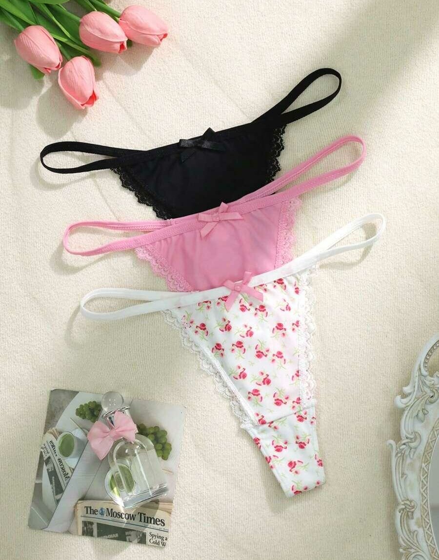 majtki koronka kokardki 3-pack
