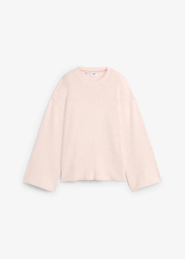 RÓŻOWY SWETER OKRĄGŁY DEKOLT 
