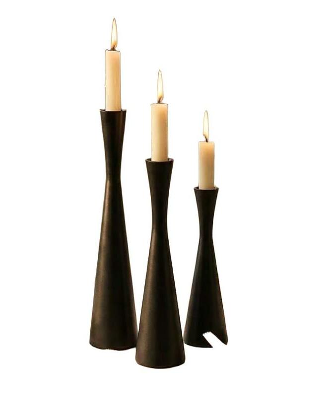 czarny świecznik 3-pack