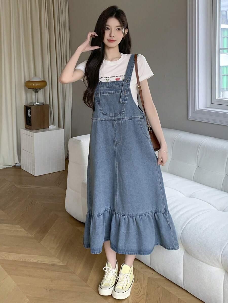 niebieska sukienka jeans