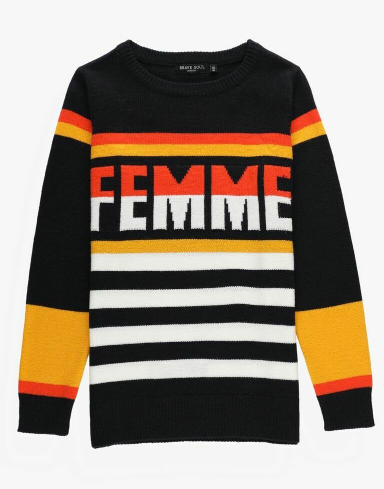 SWETER KONTRAST NAPIS FEMME