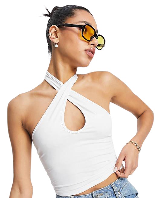 biały crop TOP ODKRYTE PLECY