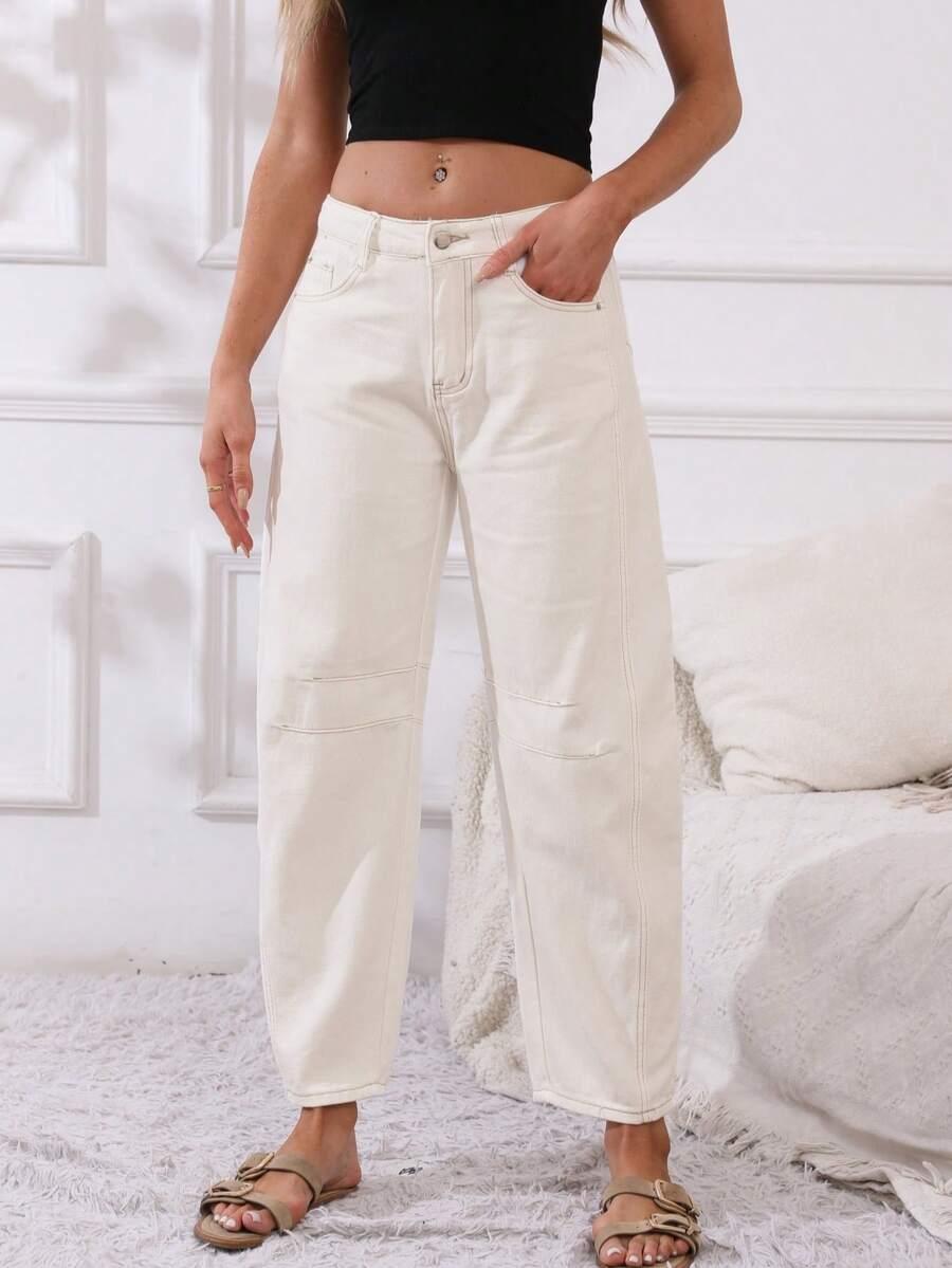 BIAŁE SPODNIE JEANS