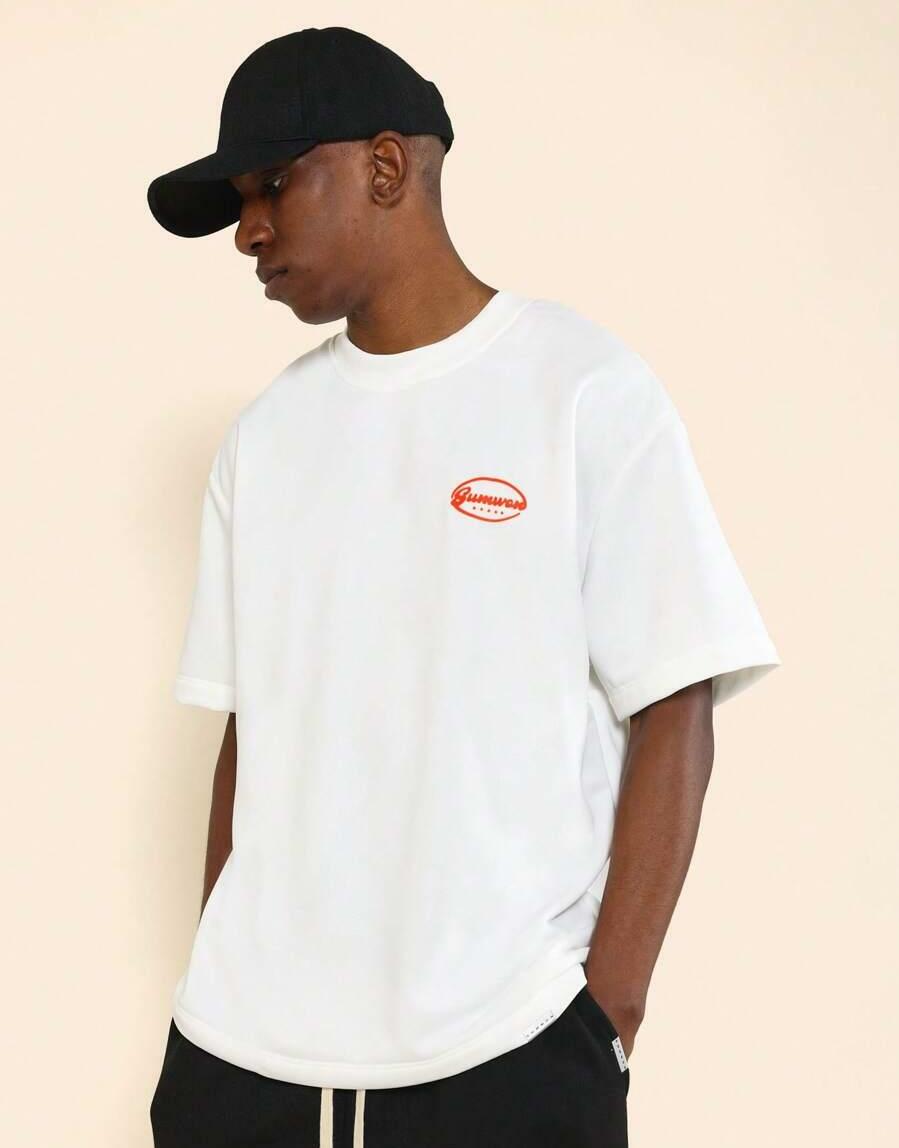 BIAŁY T-SHIRT OKRĄGŁY DEKOLT NADRUK