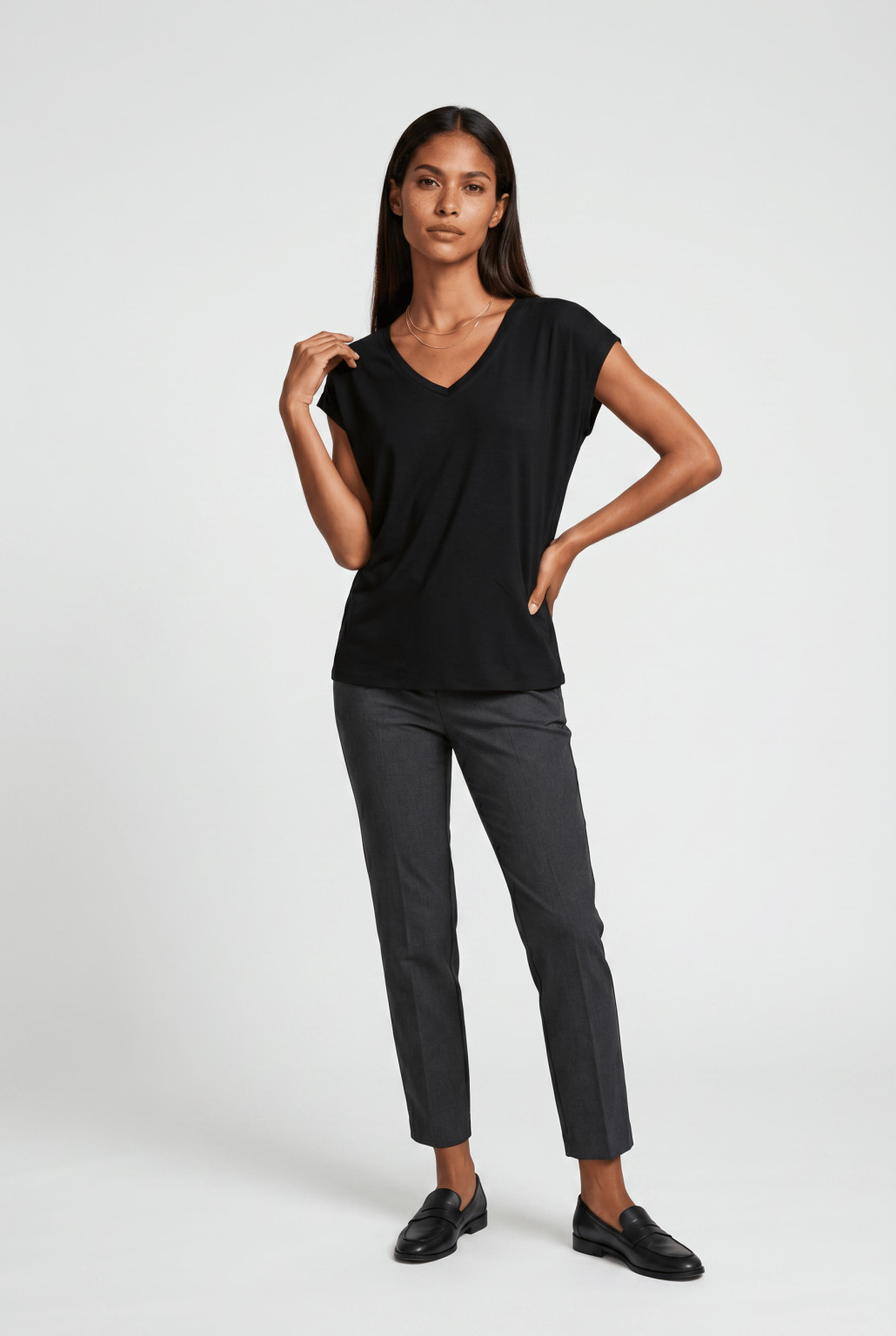 czarna bluzka v neck