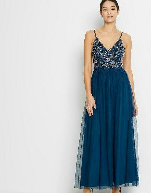  MAXI SUKIENKA NA RAMIĄCZKACH V-NECK