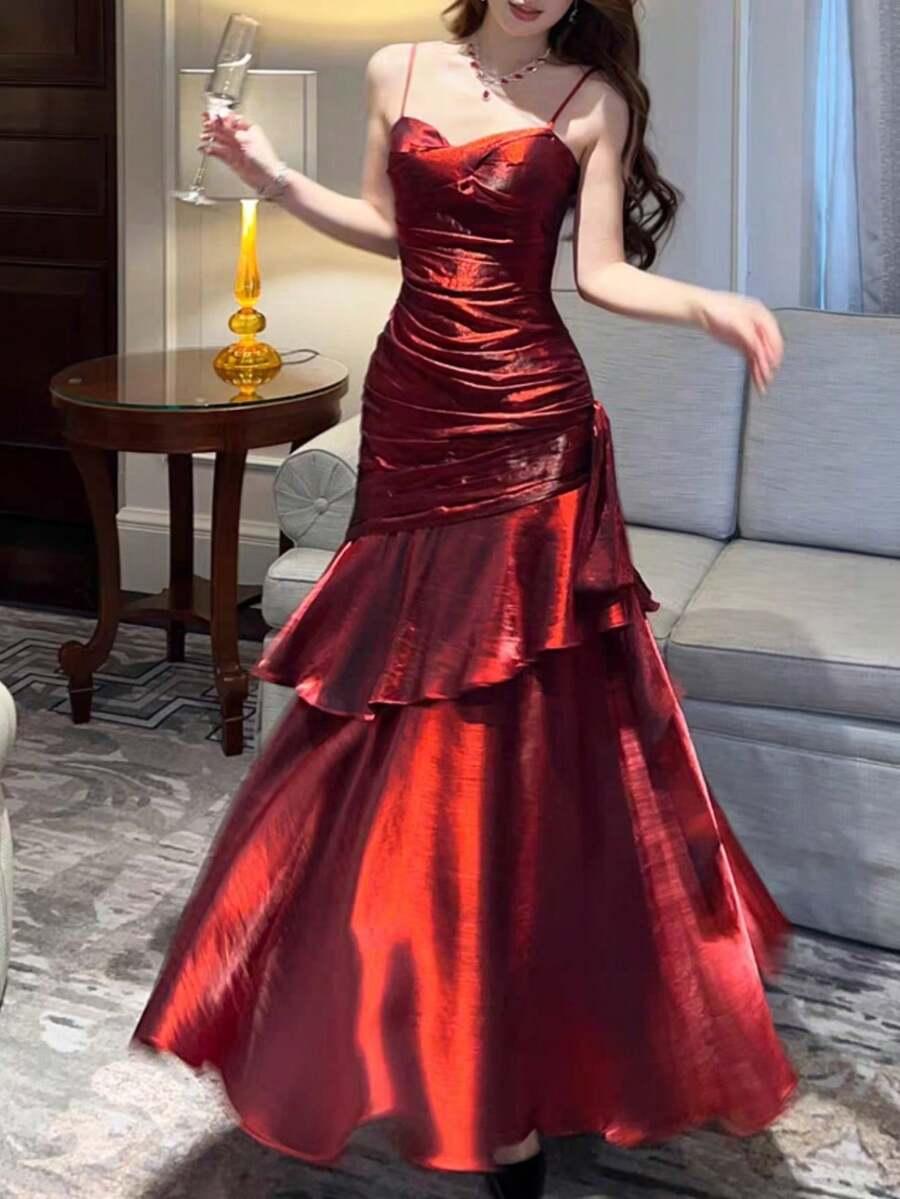 czerwona maxi sukienka