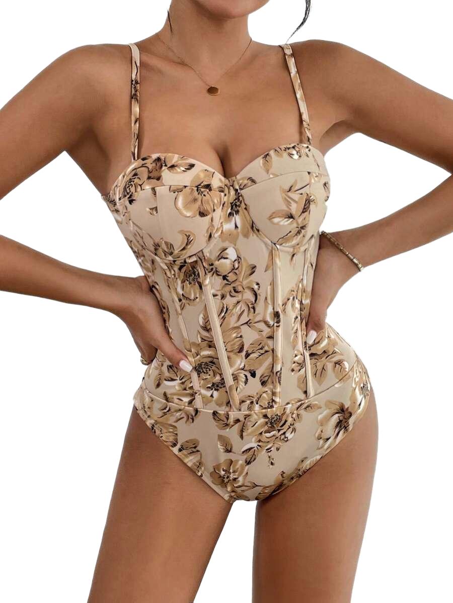 body w kwiatowy wzór