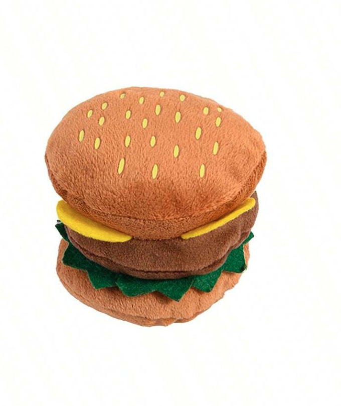 PLUSZOWA PISZCZĄCA ZABAWKA DLA PSA  HAMBURGER