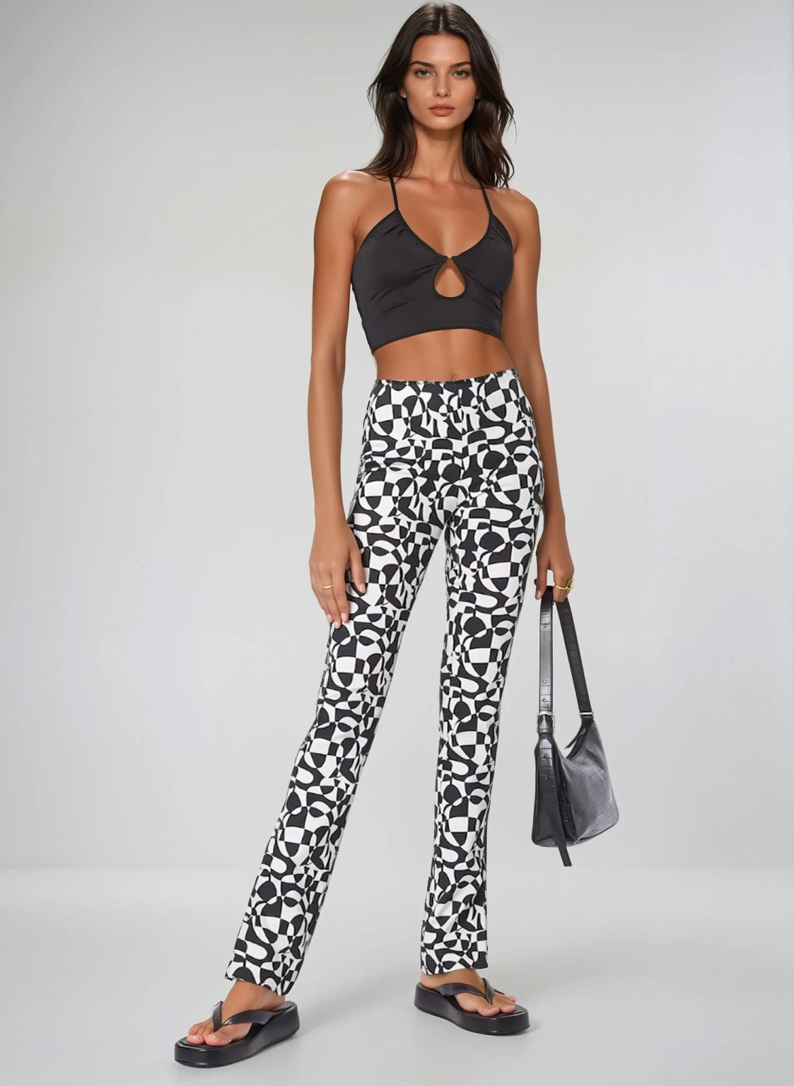 SPODNIE CASUAL PRINT KONTRAST