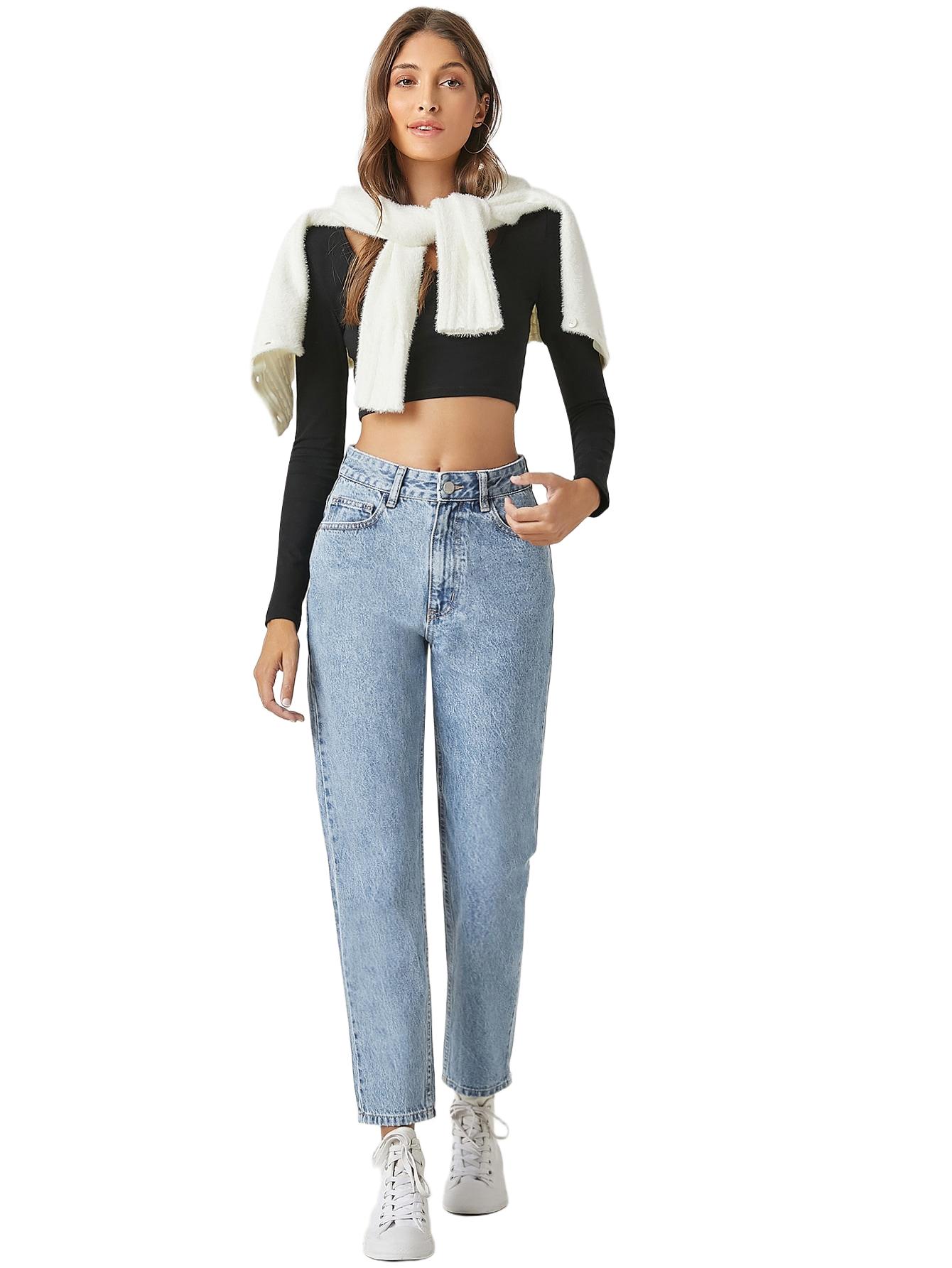 JEANSY DAMSKIE MOM JEANS BAWEŁNA WYSOKI STAN