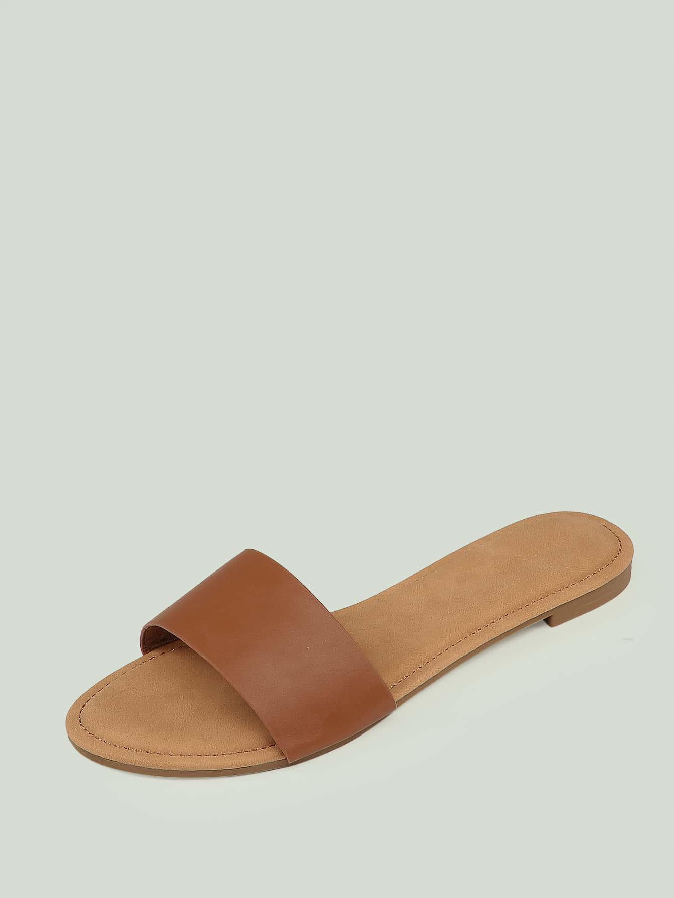 brązowe klapki casual 